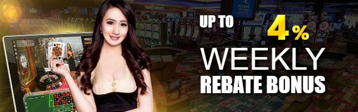 Rebate Bonus up to 4% every week. Players have a chance to win back losses.